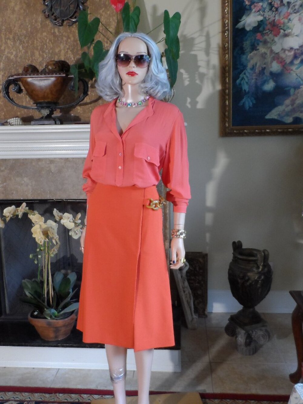 Stella McCartney Orange Skirt & Blouse Set Size IT 42/40 US 6/4